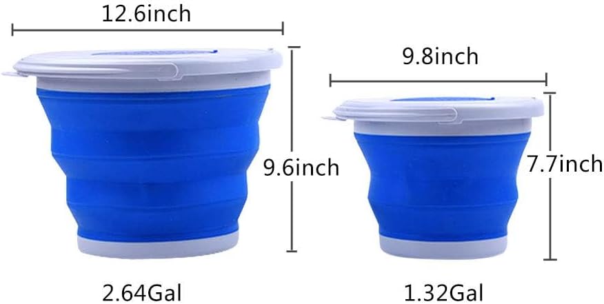 Collapsible Car Wash Bucket - Portable Foldable Plastic Pail with Aeration Lid, Blue, 5L/10L - Image 2