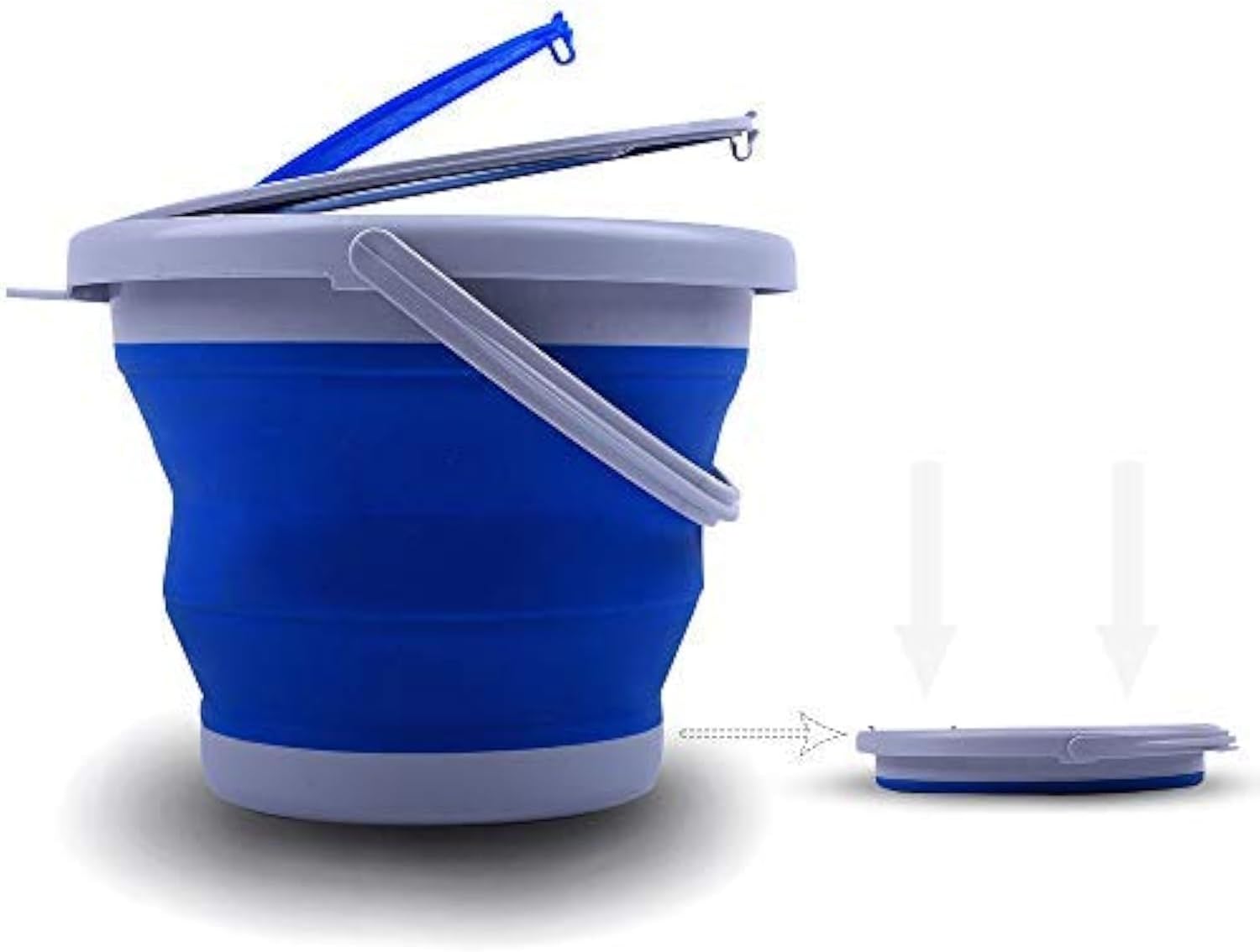Collapsible Car Wash Bucket - Portable Foldable Plastic Pail with Aeration Lid, Blue, 5L/10L