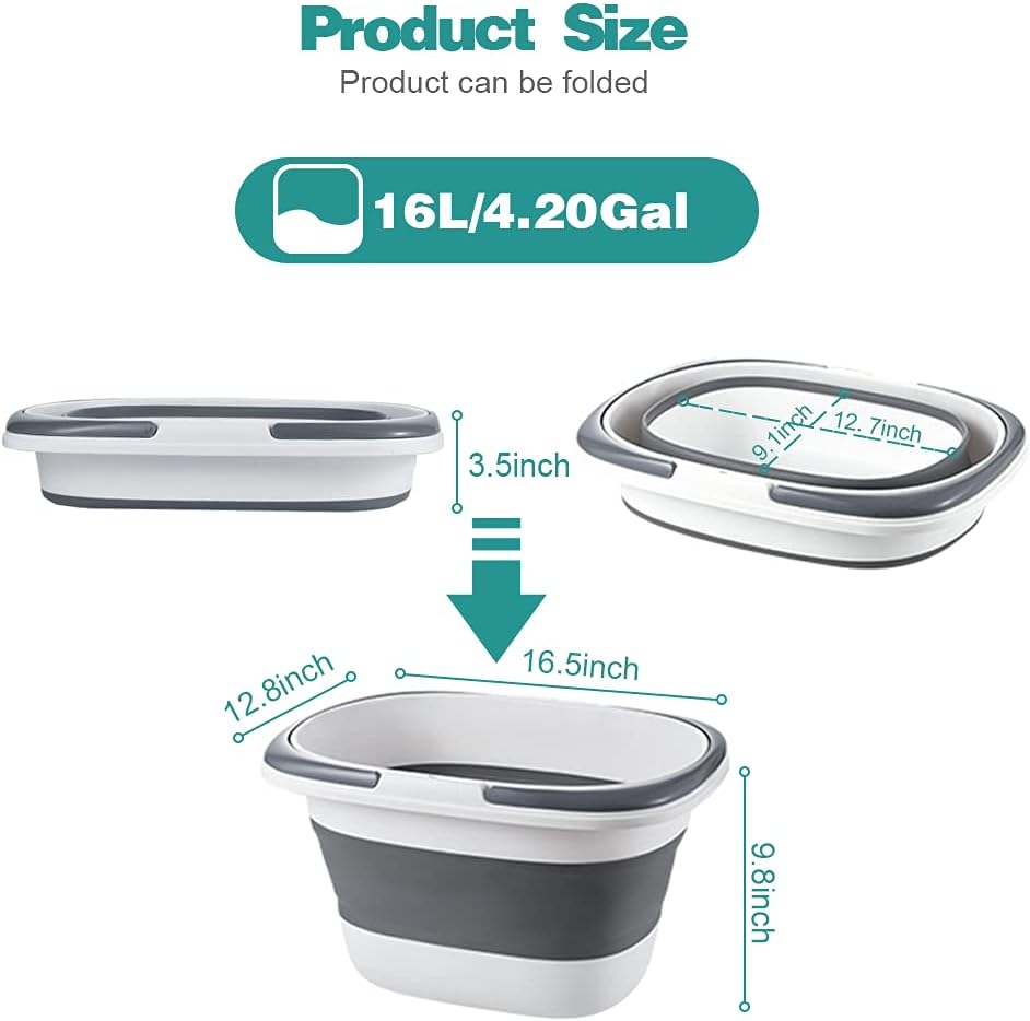 2-Pack Collapsible Mop Bucket 4.2 Gal (16L) with Handle - Image 2