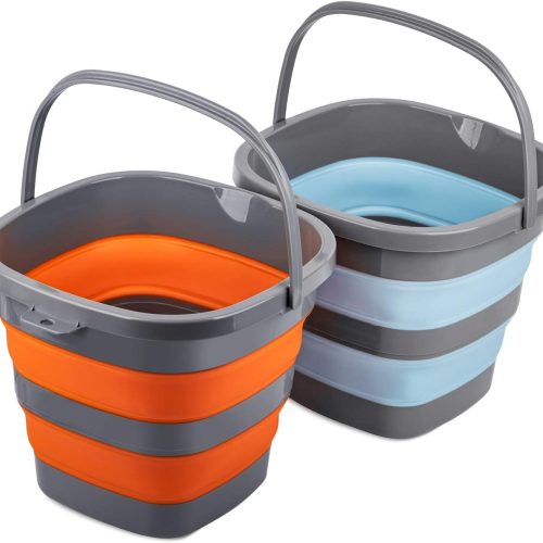 2-Pack Foldable Plastic Buckets - 2.6 Gal (10L) Each