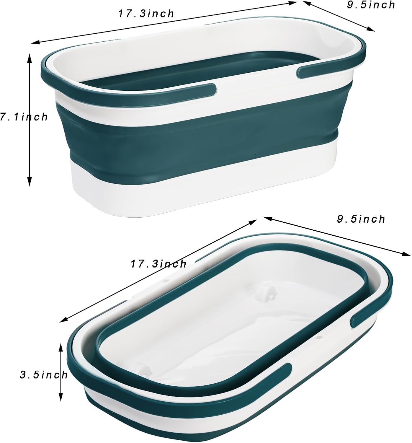 2-Pack Collapsible Plastic Bucket with Wheels - Image 2