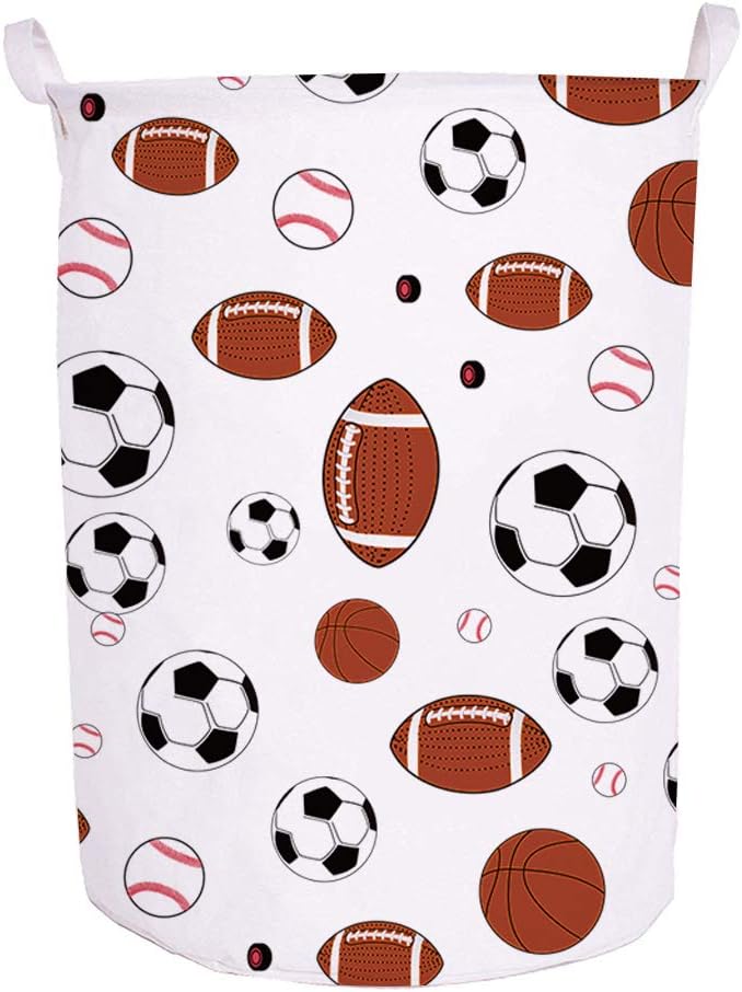 19.7" Foldable Canvas Laundry Hamper with Handles - Sports Theme