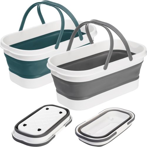 2-Pack Collapsible Plastic Bucket with Wheels