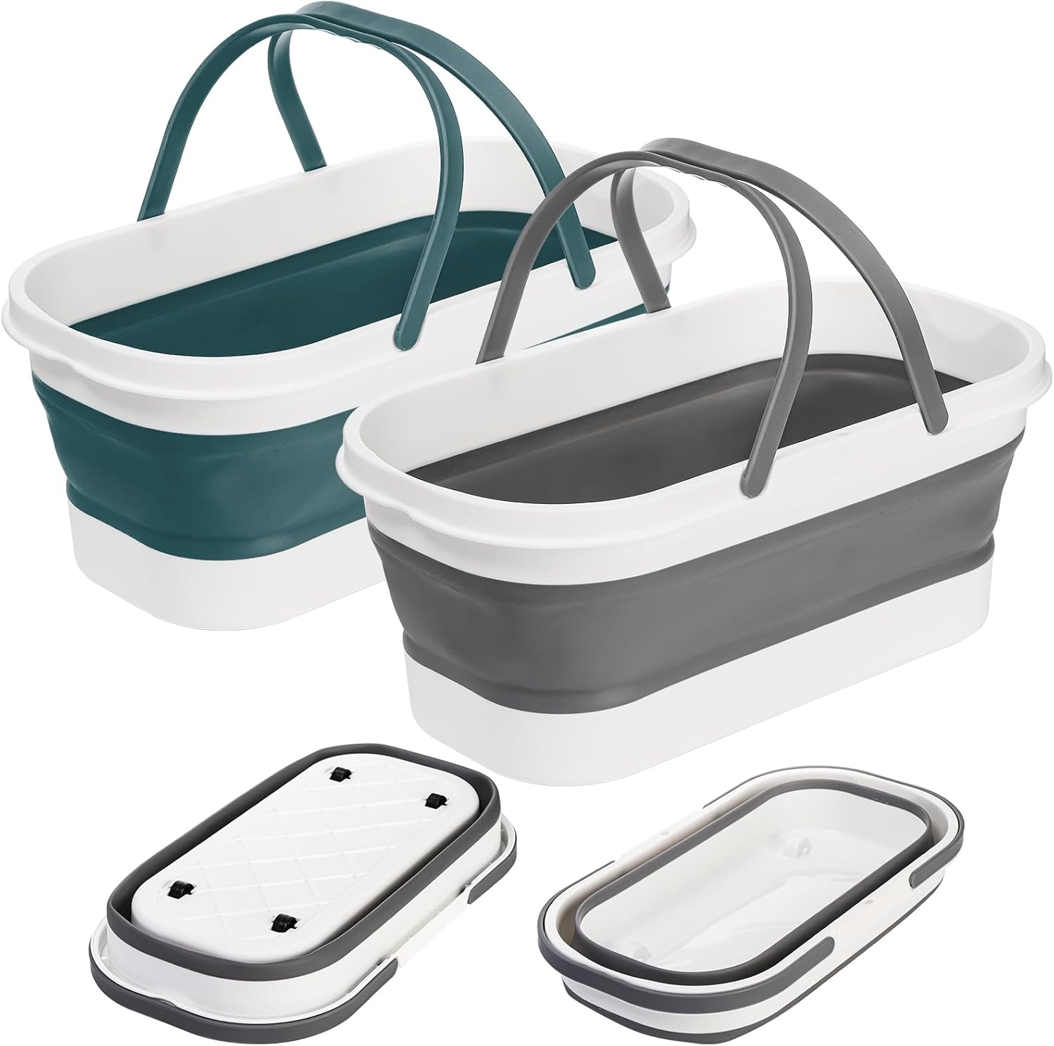 2-Pack Collapsible Plastic Bucket with Wheels
