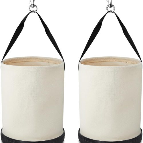 2-Pack Utility Canvas Bucket 15"x12" - Foldable Tool Bag, Heavy Duty