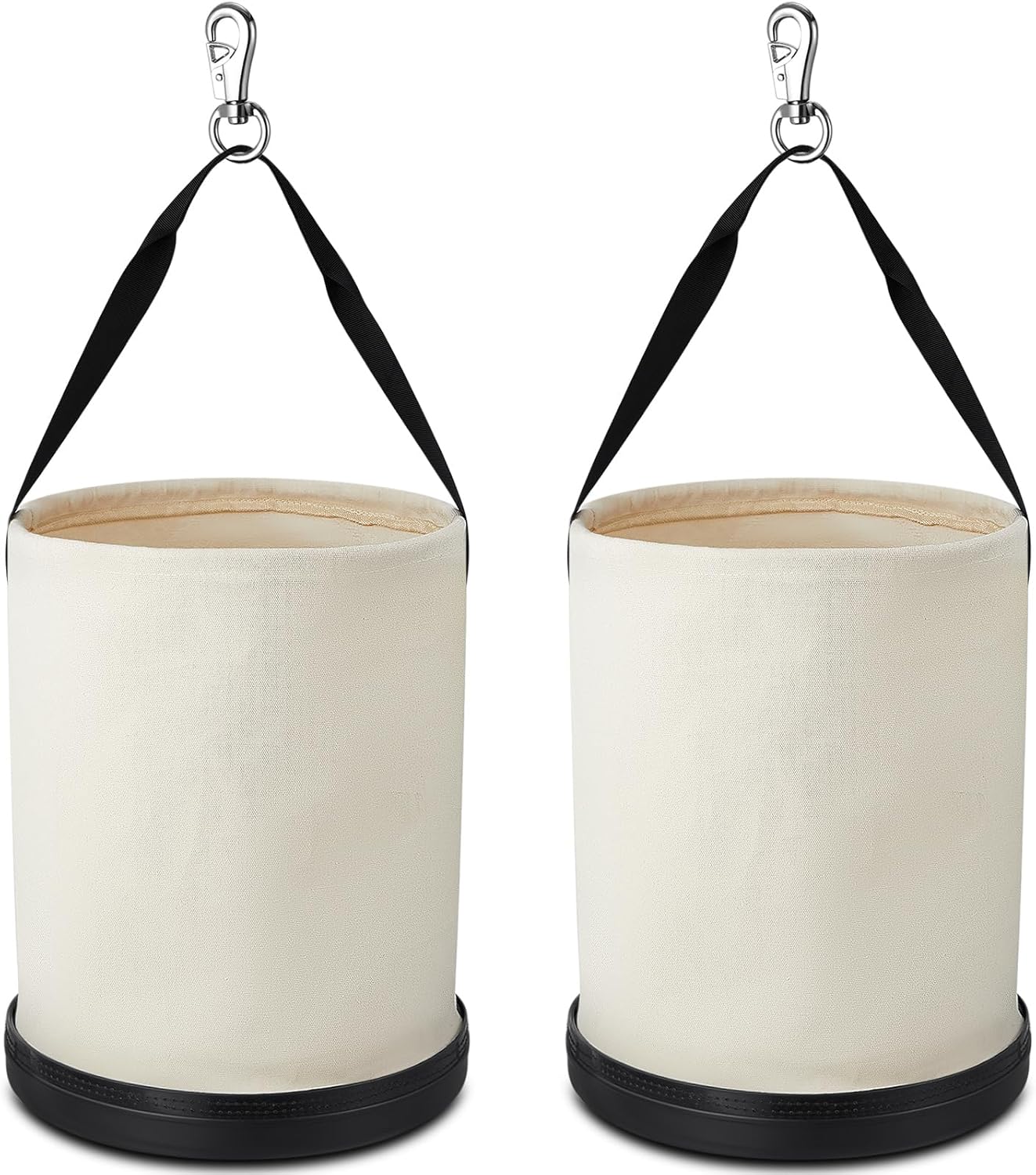 2-Pack Utility Canvas Bucket 15"x12" - Foldable Tool Bag, Heavy Duty